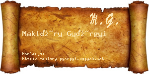 Makláry Györgyi névjegykártya