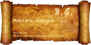 Makláry Györgyi névjegykártya
